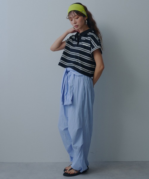bohmal(ボマール)の「マルチボーダーポロTシャツ(Tシャツ/カットソー・レディース・ネイビー/レッド/ブラック・FREE)」の7枚目の写真