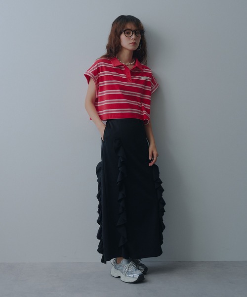 bohmal(ボマール)の「マルチボーダーポロTシャツ(Tシャツ/カットソー・レディース・ネイビー/レッド/ブラック・FREE)」の4枚目の写真