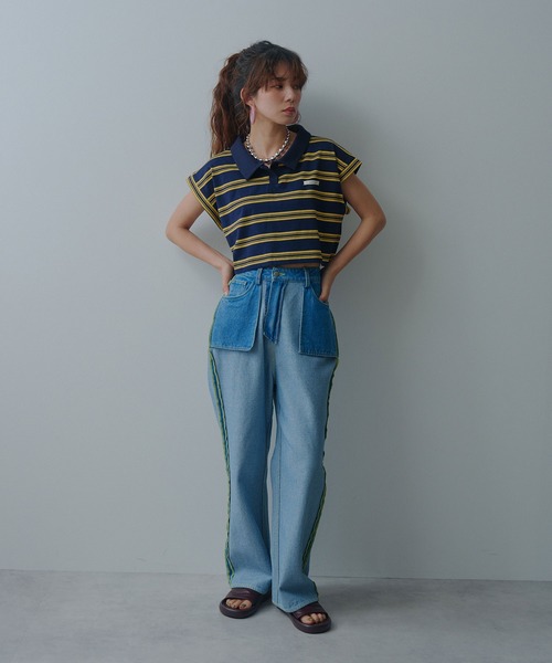 bohmal(ボマール)の「マルチボーダーポロTシャツ(Tシャツ/カットソー・レディース・ネイビー/レッド/ブラック・FREE)」の18枚目の写真