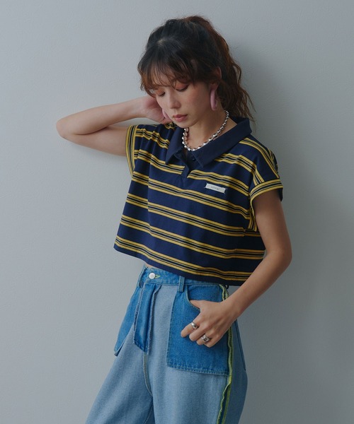 bohmal(ボマール)の「マルチボーダーポロTシャツ(Tシャツ/カットソー・レディース・ネイビー/レッド/ブラック・FREE)」の16枚目の写真