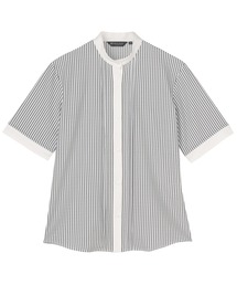 TOKYO SHIRTS | 【吸水速乾】【COFREX】スタンド衿 ピンタック ブラウス 五分袖 レディースデザインシャツ(シャツ/ブラウス)