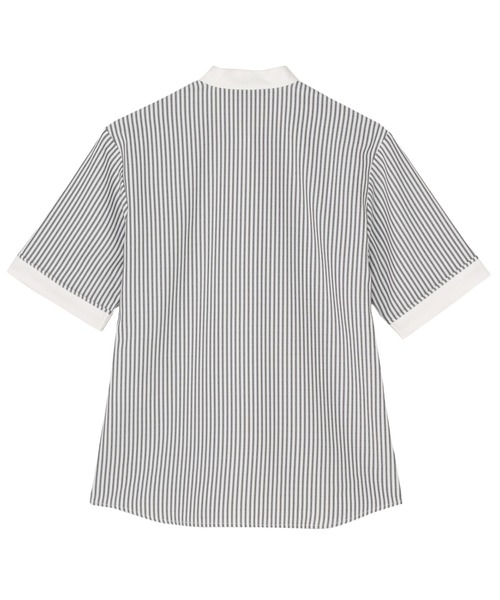 TOKYO SHIRTS（トウキョウシャツ）の「【吸水速乾】【COFREX】スタンド衿 ピンタック ブラウス 五分袖 レディースデザインシャツ（シャツ/ブラウス・レディース・グレー・S/M/L）」の2枚目の写真