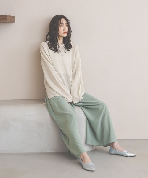 GLOBAL WORK（グローバルワーク）の「カルゼスカーチョ/659098（その他パンツ・レディース・オフホワイト/ブラウン系その他/ブラック系その他/ネイビー/ライトグリーン・SMALL/LARGE/MEDIUM）」の8枚目の写真