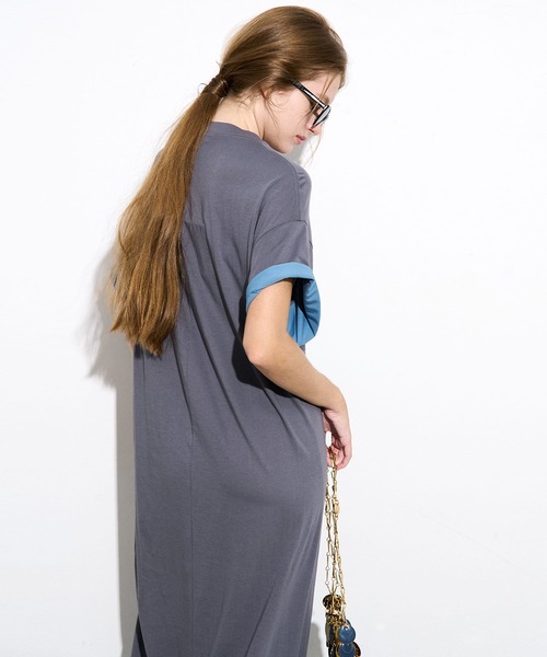 LE CIEL BLEU(ルシェルブルー)の「マキシTシャツドレス / Maxi T-Shirt Dress(ワンピース・レディース・ブラック/チャコールグレー・38/36)」の5枚目の写真