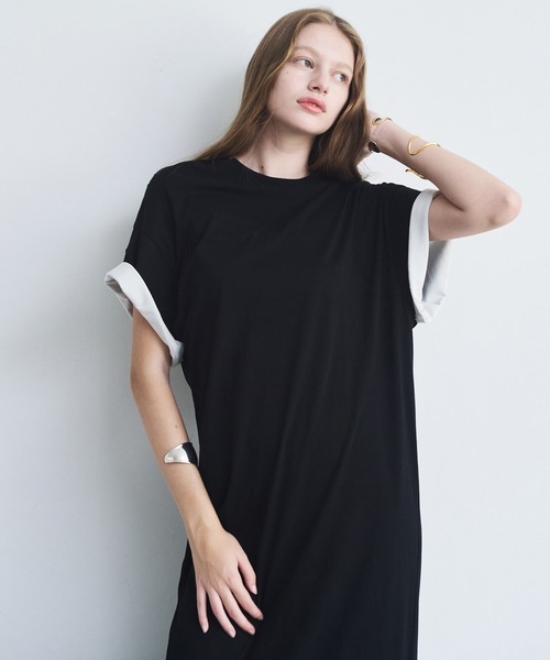 LE CIEL BLEU(ルシェルブルー)の「マキシTシャツドレス / Maxi T-Shirt Dress(ワンピース・レディース・ブラック/チャコールグレー・38/36)」の16枚目の写真
