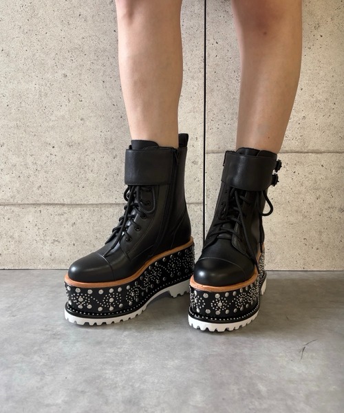 スタッズデザイン 厚底レースアップブーツ Jeffrey Campbell│Jeffrey