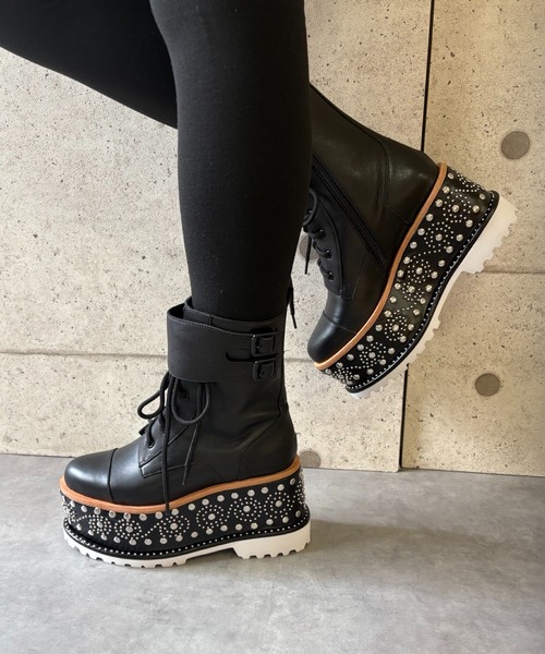 スタッズデザイン 厚底レースアップブーツ Jeffrey Campbell│Jeffrey