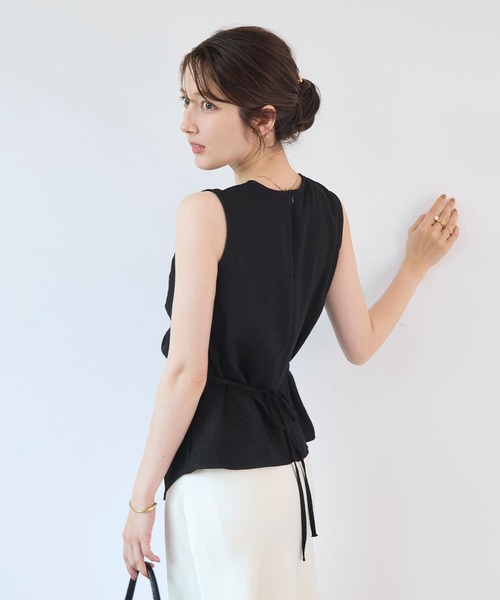 Futier land(フューティアランド)の「Vネックバックリボンシャーリングトップス(Tシャツ/カットソー・レディース・ブラック/ベージュ/ブルー・MEDIUM/LARGE)」の19枚目の写真