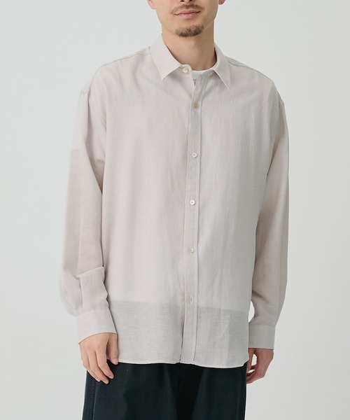 CITY TOKYO(シティトウキョウ)の「【CITY TOKYO/シティートーキョー】Twist linen リラックスシャツ(シャツ/ブラウス・メンズ・オフホワイト/ブラック・2/1/3)」の2枚目の写真