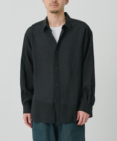 CITY TOKYO(シティトウキョウ)の「【CITY TOKYO/シティートーキョー】Twist linen リラックスシャツ(シャツ/ブラウス・メンズ・オフホワイト/ブラック・2/1/3)」の1枚目の写真
