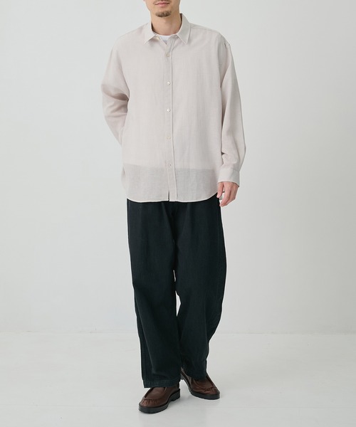 CITY TOKYO(シティトウキョウ)の「【CITY TOKYO/シティートーキョー】Twist linen リラックスシャツ(シャツ/ブラウス・メンズ・オフホワイト/ブラック・2/1/3)」の3枚目の写真