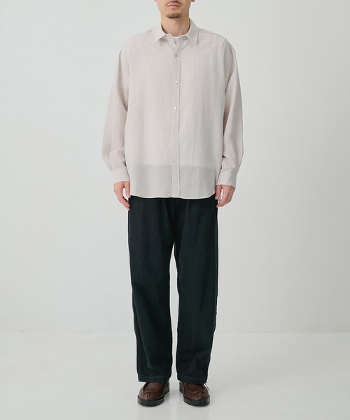 CITY TOKYO(シティトウキョウ)の「【CITY TOKYO/シティートーキョー】Twist linen リラックスシャツ(シャツ/ブラウス・メンズ・オフホワイト/ブラック・2/1/3)」の4枚目の写真