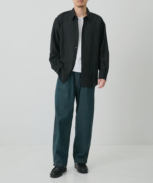 CITY TOKYO(シティトウキョウ)の「【CITY TOKYO/シティートーキョー】Twist linen リラックスシャツ(シャツ/ブラウス・メンズ・オフホワイト/ブラック・2/1/3)」の9枚目の写真