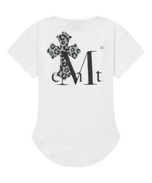 MUCENT(ムセント)の「サハラヒョウ柄クロスバックロゴUネッククルーネック半袖Tシャツ(2カラー)(Tシャツ/カットソー・レディース・ホワイト/ブラック・FREE)」の6枚目の写真