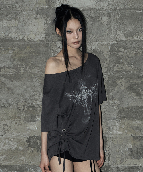 as you are(アズユーアー)の「キッチアイレットオーバーサイズTシャツチャコール(Tシャツ/カットソー・レディース・その他・OS)」の2枚目の写真