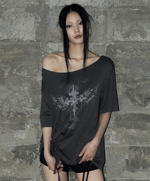 as you are(アズユーアー)の「キッチアイレットオーバーサイズTシャツチャコール(Tシャツ/カットソー・レディース・その他・OS)」の3枚目の写真