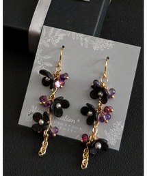 【Mian.invitation】夜に咲く花モチーフピアス パープル|宵花(MA)