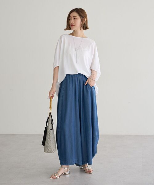 Editt by YECCA VECCA(エディットバイイェッカヴェッカ)の「テンセルデニムコクーンドレープパンツ(その他パンツ・レディース・インディゴブルー/ブラック・FREE)」の11枚目の写真