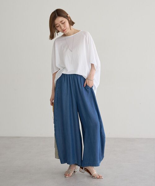 Editt by YECCA VECCA(エディットバイイェッカヴェッカ)の「デニムコクーンドレープパンツ(その他パンツ・レディース・インディゴブルー/ブラック・FREE)」の3枚目の写真