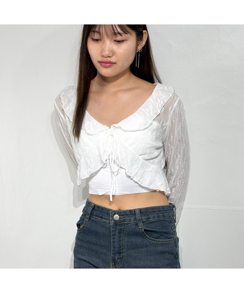 marcydorn（マーシードルン）の「フリルカラー×刺繍シアー素材リボンカーディガン ブラウス（シャツ/ブラウス・レディース・ホワイト・ONE SIZE）」の22枚目の写真