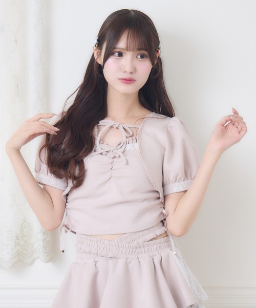 couture BY ROJITA(クチュールバイロジータ)の「【セットアップ対応】ラメスウェットキャミボレロセット(Tシャツ/カットソー・レディース・グレー/ピンク/ブラック・FREE)」の6枚目の写真