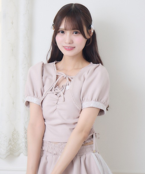 couture BY ROJITA(クチュールバイロジータ)の「【セットアップ対応】ラメスウェットキャミボレロセット(Tシャツ/カットソー・レディース・グレー/ピンク/ブラック・FREE)」の7枚目の写真