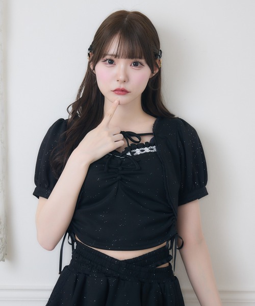 couture BY ROJITA(クチュールバイロジータ)の「【セットアップ対応】ラメスウェットキャミボレロセット(Tシャツ/カットソー・レディース・グレー/ピンク/ブラック・FREE)」の12枚目の写真