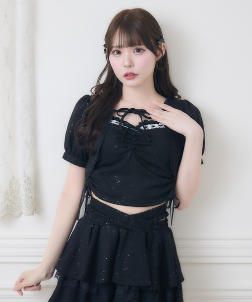 couture BY ROJITA(クチュールバイロジータ)の「【セットアップ対応】ラメスウェットキャミボレロセット(Tシャツ/カットソー・レディース・グレー/ピンク/ブラック・FREE)」の11枚目の写真