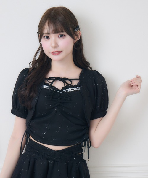 couture BY ROJITA(クチュールバイロジータ)の「【セットアップ対応】ラメスウェットキャミボレロセット(Tシャツ/カットソー・レディース・グレー/ピンク/ブラック・FREE)」の13枚目の写真