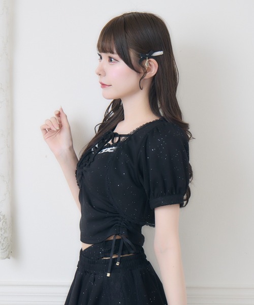 couture BY ROJITA(クチュールバイロジータ)の「【セットアップ対応】ラメスウェットキャミボレロセット(Tシャツ/カットソー・レディース・グレー/ピンク/ブラック・FREE)」の14枚目の写真