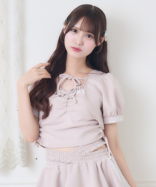 couture BY ROJITA(クチュールバイロジータ)の「【セットアップ対応】ラメスウェットキャミボレロセット(Tシャツ/カットソー・レディース・グレー/ピンク/ブラック・FREE)」の4枚目の写真