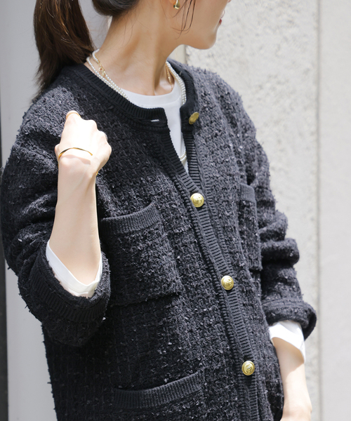 こた　　ジャーナルスタンダード レリューム　 TWEEDYニットジャケット WEB限定再入荷！》［手洗い可］TWEEDYニットジャケット（カーディガン