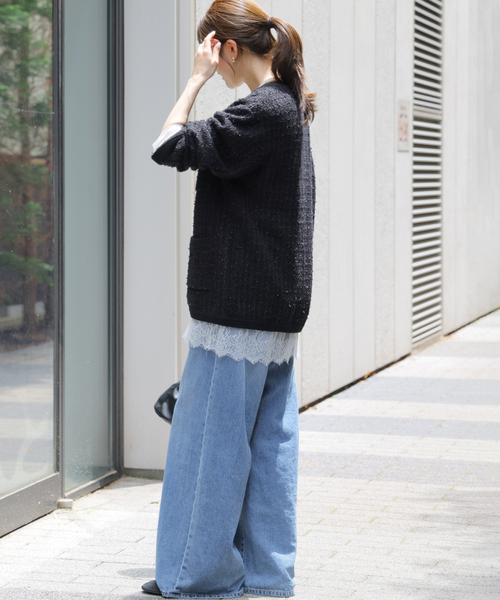 JOURNAL STANDARD relume(ジャーナルスタンダード レリューム)の「《WEB限定追加3》TWEEDYニットジャケット(カーディガン/ボレロ・レディース・ブラック/ブラック系その他・FREE)」の4枚目の写真