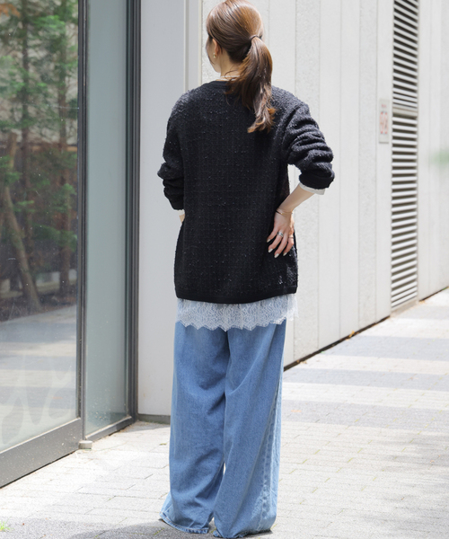 JOURNAL STANDARD relume(ジャーナルスタンダード レリューム)の「《WEB限定追加3》TWEEDYニットジャケット(カーディガン/ボレロ・レディース・ブラック/ブラック系その他・FREE)」の5枚目の写真