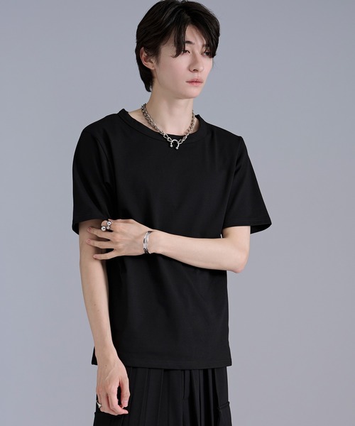 Ellno Loset(エルノロゼット)の「ラメプリントレースレイヤードTシャツ(Tシャツ/カットソー・メンズ・ボルドー/ブラック・SMALL/LARGE/MEDIUM)」の22枚目の写真