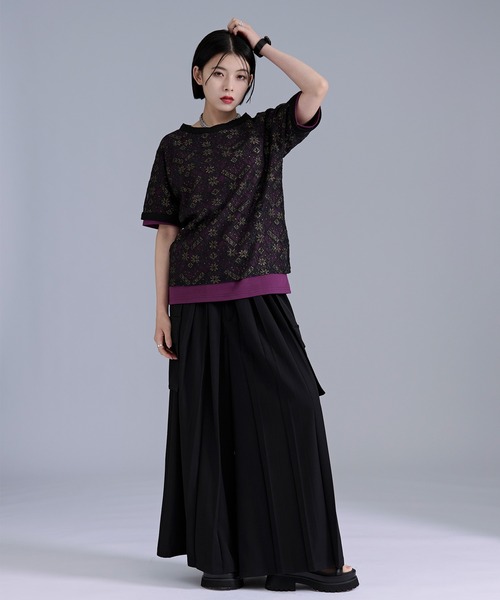 Ellno Loset(エルノロゼット)の「ラメプリントレースレイヤードTシャツ(Tシャツ/カットソー・メンズ・ボルドー/ブラック・SMALL/LARGE/MEDIUM)」の8枚目の写真