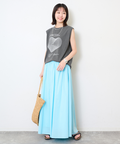 SLOBE IENA(スローブイエナ)の「グラフィックノースリーブTEE(Tシャツ/カットソー・レディース・チャコールグレー/ホワイト・FREE)」の3枚目の写真