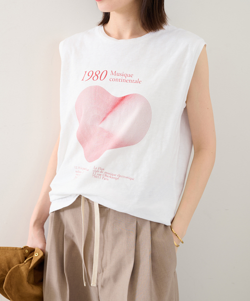 SLOBE IENA(スローブイエナ)の「グラフィックノースリーブTEE(Tシャツ/カットソー・レディース・チャコールグレー/ホワイト・FREE)」の9枚目の写真