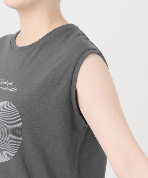 SLOBE IENA(スローブイエナ)の「グラフィックノースリーブTEE(Tシャツ/カットソー・レディース・チャコールグレー/ホワイト・FREE)」の16枚目の写真