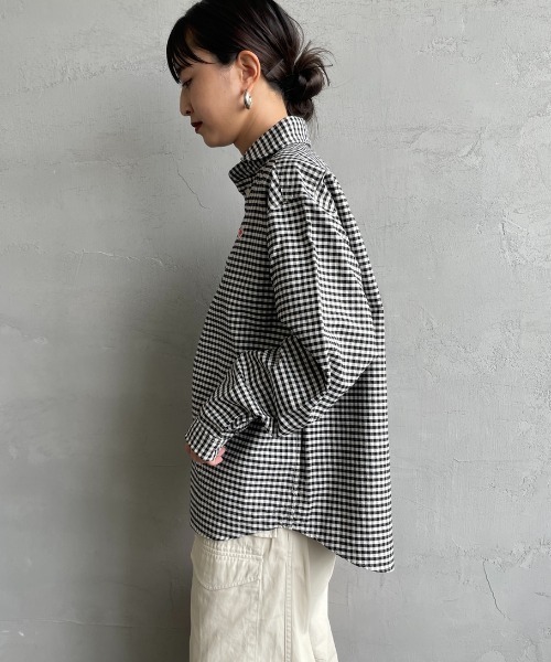 DANTON（ダントン）の「[DANTON/ダントン] ラウンドカラー オックスフォードプルオーバーシャツ(チェック・ストライプ)（シャツ/ブラウス・レディース・ブラック・36/38）」の14枚目の写真