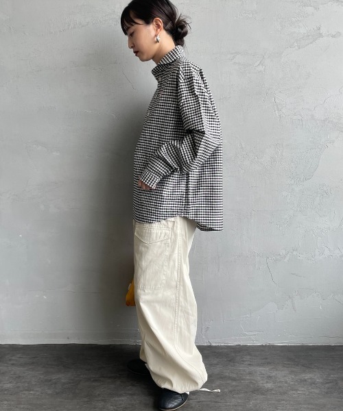 DANTON（ダントン）の「[DANTON/ダントン] ラウンドカラー オックスフォードプルオーバーシャツ(チェック・ストライプ)（シャツ/ブラウス・レディース・ブラック・36/38）」の17枚目の写真