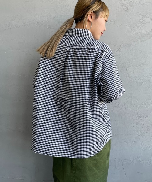 DANTON（ダントン）の「[DANTON/ダントン] ラウンドカラー オックスフォードプルオーバーシャツ(チェック・ストライプ)（シャツ/ブラウス・レディース・ブラック・36/38）」の2枚目の写真