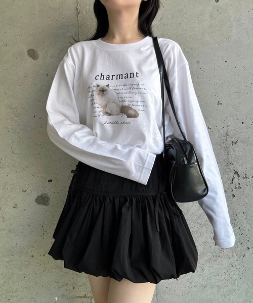 tunee(チュニー)の「大人カジュアルCATロンT/長袖Tシャツ(hsyd)(Tシャツ/カットソー・レディース・ホワイト・MEDIUM/LARGE)」の1枚目の写真