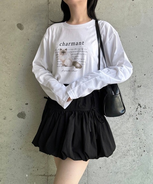 tunee(チュニー)の「大人カジュアルCATロンT/長袖Tシャツ(hsyd)(Tシャツ/カットソー・レディース・ホワイト・MEDIUM/LARGE)」の2枚目の写真