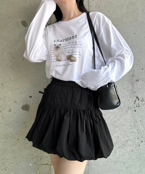 tunee(チュニー)の「大人カジュアルCATロンT/長袖Tシャツ(hsyd)(Tシャツ/カットソー・レディース・ホワイト・MEDIUM/LARGE)」の4枚目の写真