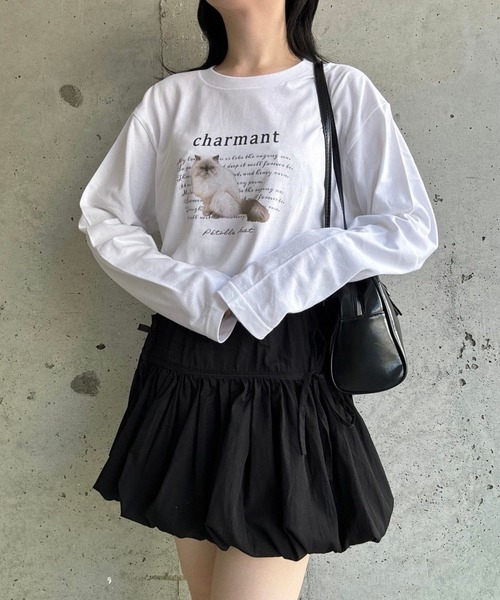 tunee(チュニー)の「大人カジュアルCATロンT/長袖Tシャツ(hsyd)(Tシャツ/カットソー・レディース・ホワイト・MEDIUM/LARGE)」の5枚目の写真