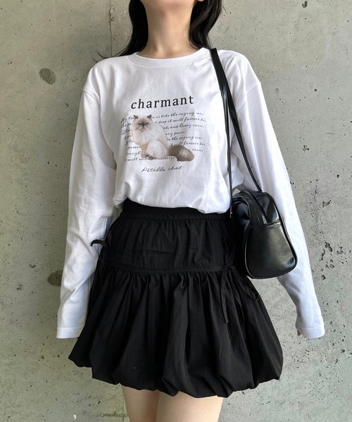 tunee(チュニー)の「大人カジュアルCATロンT/長袖Tシャツ(hsyd)(Tシャツ/カットソー・レディース・ホワイト・MEDIUM/LARGE)」の7枚目の写真