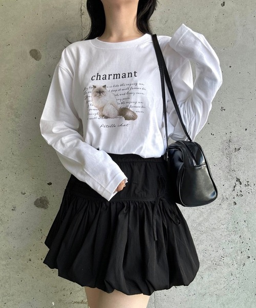 tunee(チュニー)の「大人カジュアルCATロンT/長袖Tシャツ(hsyd)(Tシャツ/カットソー・レディース・ホワイト・MEDIUM/LARGE)」の9枚目の写真