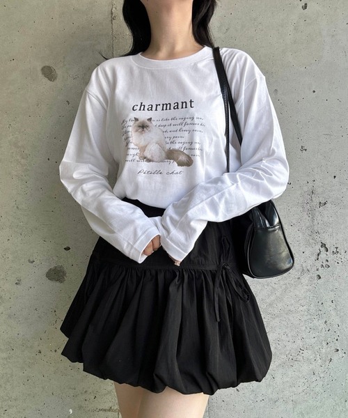 tunee(チュニー)の「大人カジュアルCATロンT/長袖Tシャツ(hsyd)(Tシャツ/カットソー・レディース・ホワイト・MEDIUM/LARGE)」の11枚目の写真