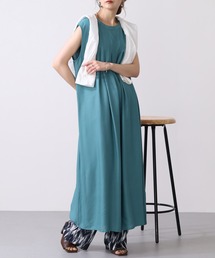 接触冷感レーヨンタックワンピース 袖なし